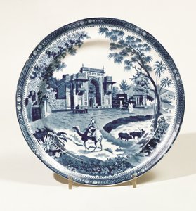 Assiette bleue et blanche de Spode, vers 1815